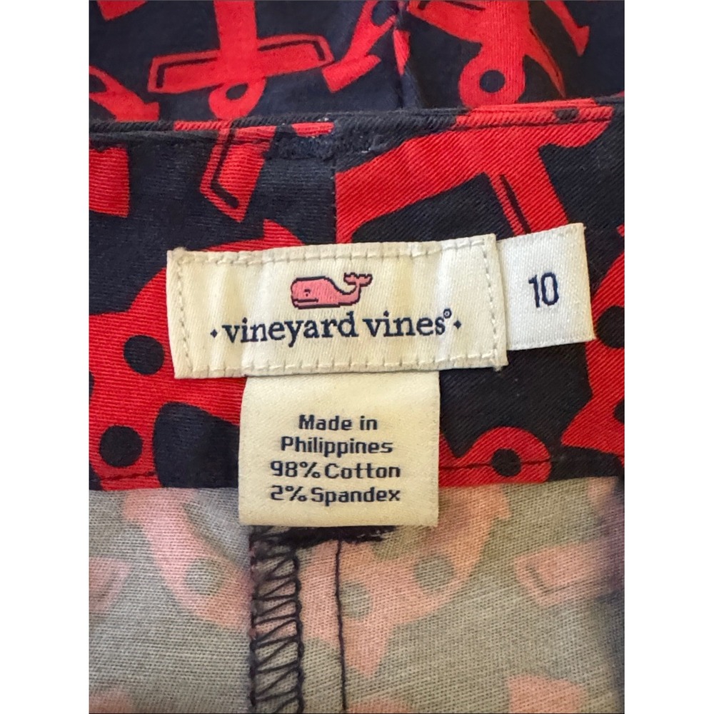 Vineyard Vines Size 10 Navy Blue Shorts with Red Anchor Print Cotton and Spandex - Picture 3 of 5